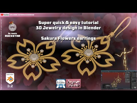 Blender 3 D JEWELRY Sakura Earrings modeling