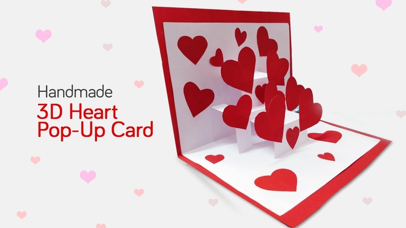 Easy DIY 3 D Heart Pop up Card Handmade Valentine s Day Gift