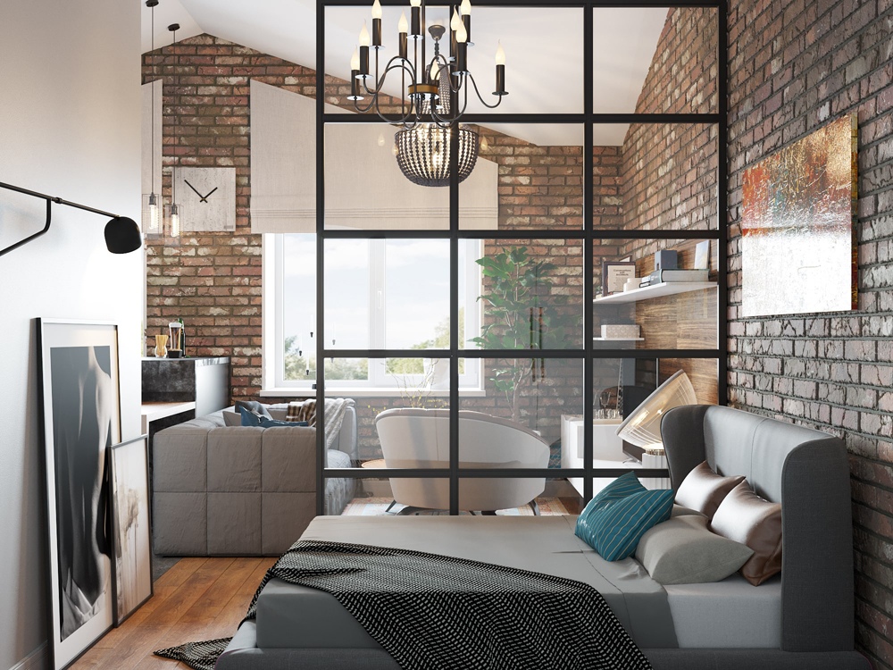 Проект квартиры-студии в стиле лофт.