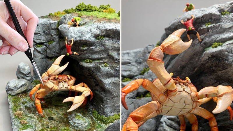 MONSTER CRAB Attacks Climbers Resin Diorama, Polymer